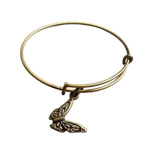 Alex and Ani Butterfly Charm Expandable Bangle Bracelet Russian Gold Finish